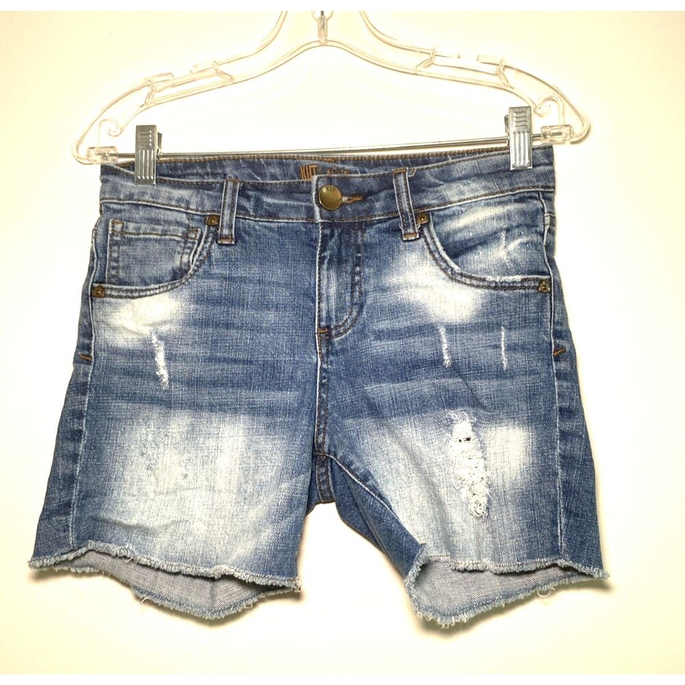Kut from the Kloth Jeans Shorts Womens 0 Blue Medium Wash Mid Rise Raw Hem Denim